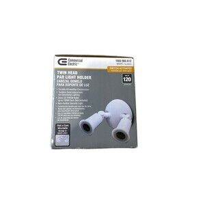 Commercial Electric Twin-Head White Outdoor Flood Light with  Photocell